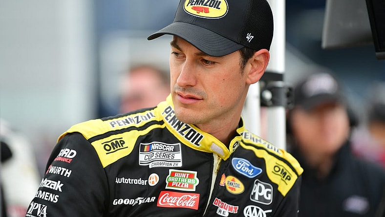 Mar 2, 2024; Las Vegas, Nevada, USA; NASCAR Cup Series driver Joey Logano (22) during qualifying at Las Vegas Motor Speedway. Mandatory Credit: Gary A. Vasquez-USA TODAY Sports