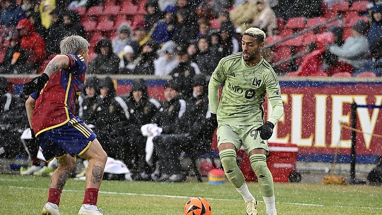 Mar 2, 2024; Sandy, Utah, USA; LAFC forward Denis Bouanga (99) controls the ball against Real Salt Lake at America First Field. Mandatory Credit: Christopher Creveling-USA TODAY Sports