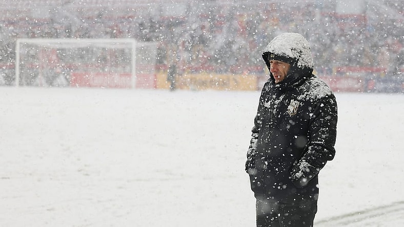 Mar 2, 2024; Sandy, Utah, USA;  LAFC head coach Steve Cherundolo on the sideline against Real Salt Lake at America First Field. Mandatory Credit: Rob Gray-USA TODAY Sports