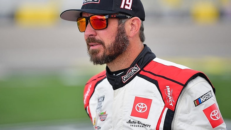 Mar 2, 2024; Las Vegas, Nevada, USA; NASCAR Cup Series driver Martin Truex Jr. (19) during qualifying at Las Vegas Motor Speedway. Mandatory Credit: Gary A. Vasquez-USA TODAY Sports