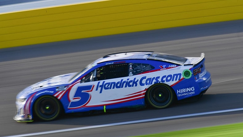 Mar 3, 2024; Las Vegas, Nevada, USA; NASCAR Cup Series driver Kyle Larson (5) during the Pennzoil 400 at Las Vegas Motor Speedway. Mandatory Credit: Gary A. Vasquez-USA TODAY Sports