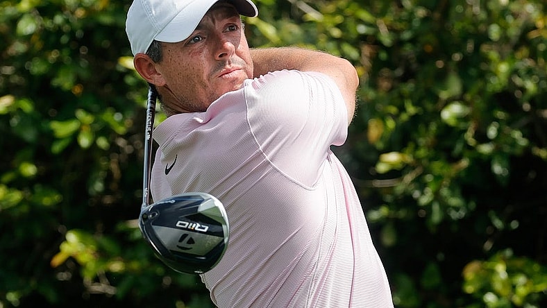Mar 8, 2024; Orlando, Florida, USA;  Rory McIlroy plays his shot from the ninth tee during the second round of the Arnold Palmer Invitational golf tournament. Mandatory Credit: Reinhold Matay-USA TODAY Sports