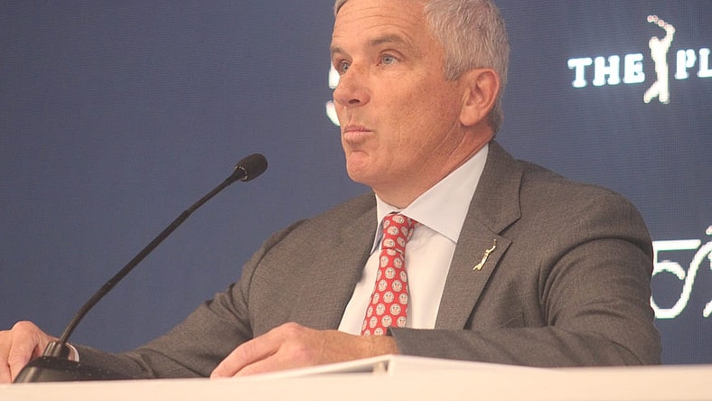 PGA Tour commissioner Jay Monahan speaks during The Players Championship in Ponte Vedra Beach, Florida, on March 12, 2024. [Clayton Freeman/Florida Times-Union]