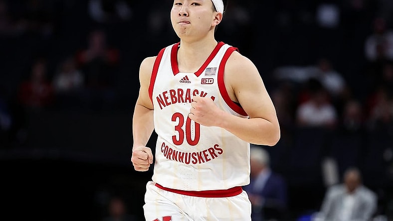 Mar 15, 2024; Minneapolis, MN, USA; Nebraska Cornhuskers guard Keisei Tominaga (30) looks on during the second half against the Indiana Hoosiers at Target Center. Mandatory Credit: Matt Krohn-USA TODAY Sports