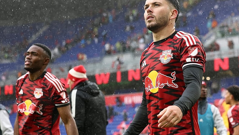 Mar 23, 2024; Harrison, New Jersey, USA; New York Red Bulls midfielder Lewis Morgan (9) after the match against Inter Miami CF at Red Bull Arena. Mandatory Credit: Vincent Carchietta-USA TODAY Sports