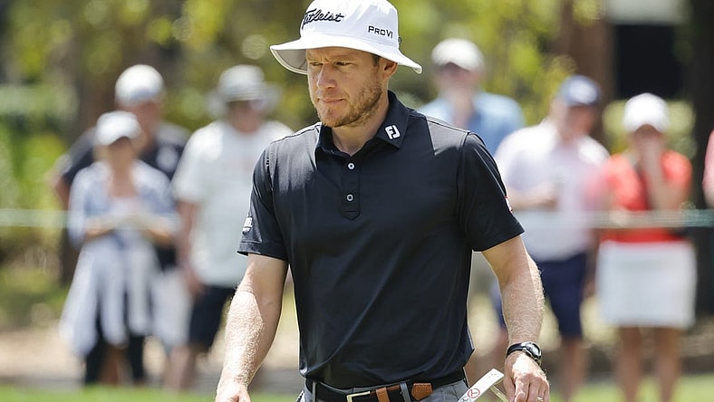 Mar 24, 2024; Palm Harbor, Florida, USA; Peter Malnati walks onto the second green during the third round of the Valspar Championship golf tournament. Mandatory Credit: Reinhold Matay-USA TODAY Sports