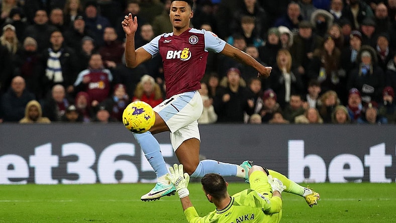 Soccer Football - Premier League - Aston Villa v Newcastle United - Villa Park, Birmingham, Britain - January 30, 2024 Aston Villa's Ollie Watkins scores a goal that is later disallowed.