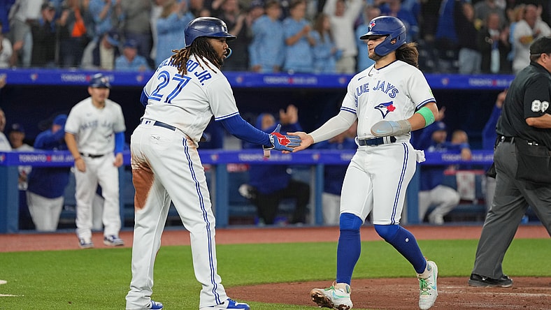 Toronto Blue Jays' Vladimir Guerrero Jr and Bo Bichette