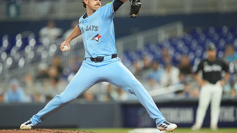 MLB: Shane Bieber, Toronto Blue Jays pitcher, throws a pitch
