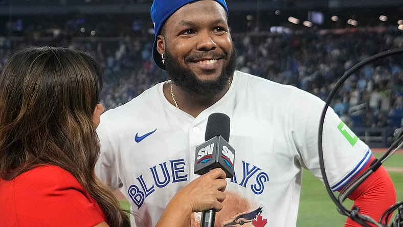 MLB: Playoffs-Vladimir Guerrero Jr. smiles at fans,  Toronto Blue Jays