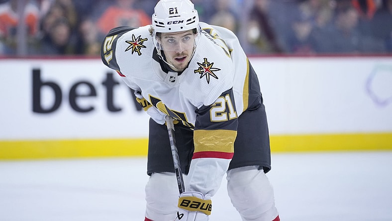 Vegas Golden Knights' Brett Howden plays during an NHL hockey game, Saturday, Nov. 18, 2023, in Philadelphia. (AP Photo/Matt Slocum)