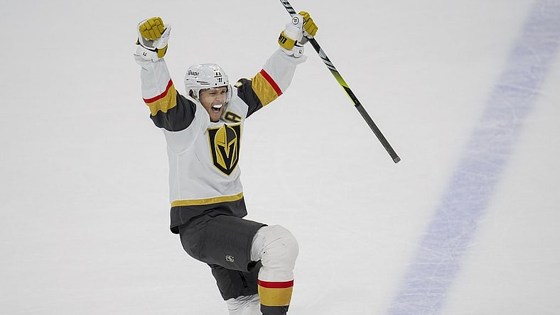 Vegas Golden Knights game, William Karlsson celebrates win over Minnesota Wild