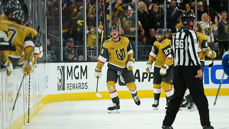 Eichel after scoring a goal for the Golden Knights vs. Colorado Avalanche 11-4-23