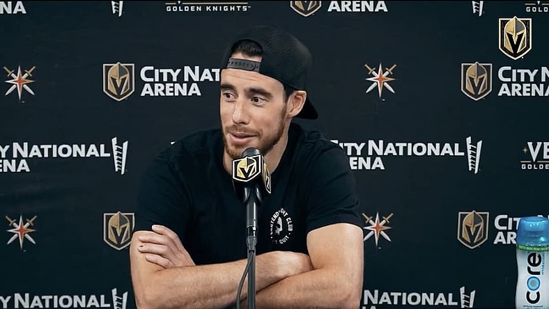 Reilly Smith meets with the media for exit interviews 5/16/2025 (Photo/Screenshot- Vegas Golden Knights via Twitter)