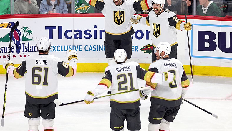 Vegas Golden Knights forward Tomáš Hertl celebrates after scoring 4/26/2025 (Photo/Screenshot- Vegas Golden Knights via Twitter)