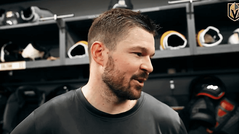 Golden Knights forward Tomáš Hertl meets with the media 4/10/2025 (Photo/Screenshot- Vegas Golden Knights via Twitter)