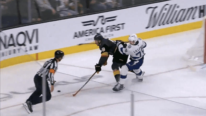 Emil Lilleberg Hit on Tomáš Hertl (Photo/Screenshot- SinBin.vegas via Twitter)