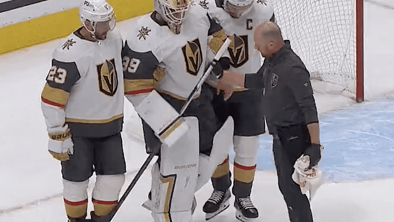 Vegas Golden Knights goalie Laurent Brossoit injured in Game 3 vs. Edmonton Oilers