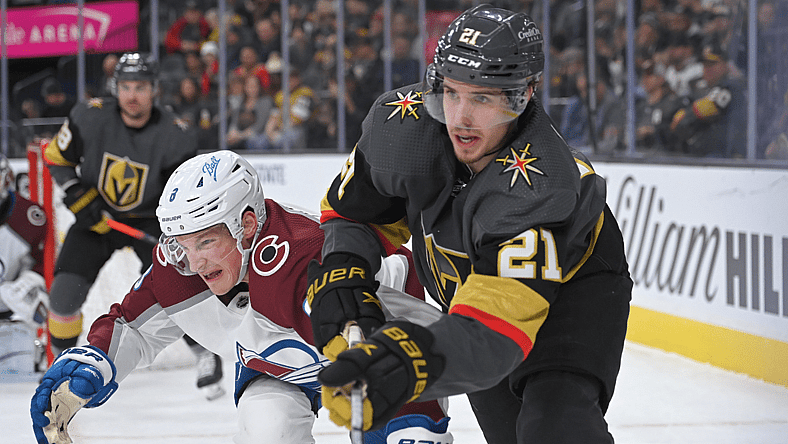 Brett Howden and Cale Makar Vegas Golden Knights Colorado Avalanche (Photo- Vegas Golden Knights via NHL.com)