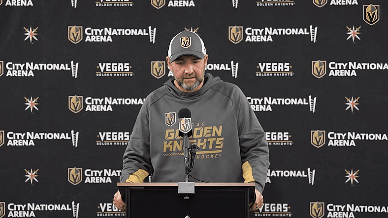 Vegas Golden Knights head coach Peter DeBoer addressing the media (Photo/Screenshot- Vegas Golden Knights via Twitter)