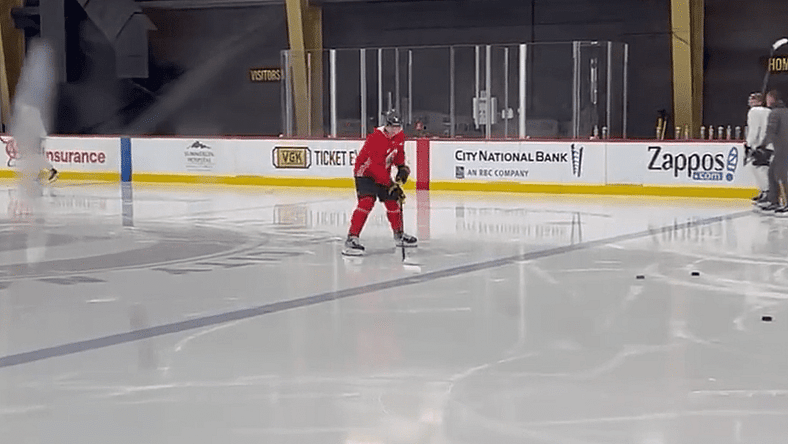 Jack Eichel skates for the first time with the Vegas Golden Knights (Photo/Screenshot- Vegas Golden Knights via Twitter)