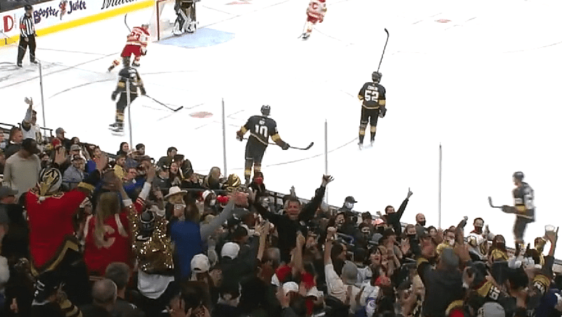 Vegas Golden Knights fan catches puck