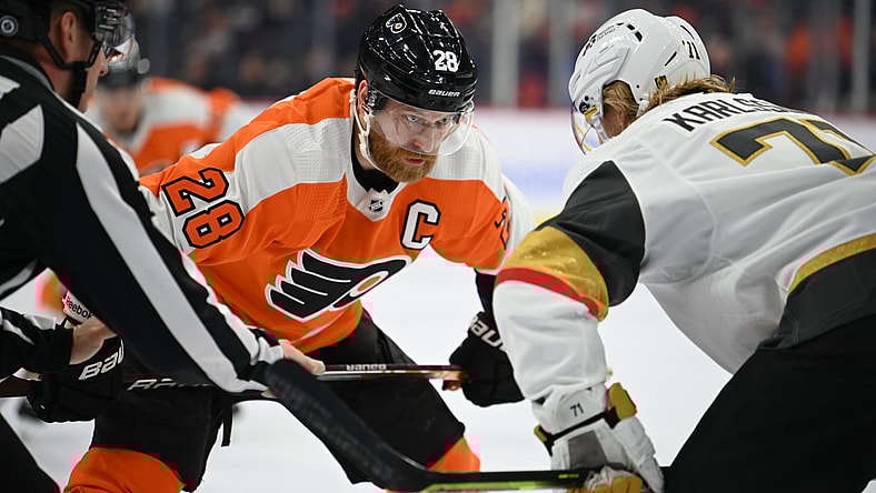 Claude Giroux and William Karlsson Vegas Golden Knights (Photo- Philadelphia Flyers via Twitter)