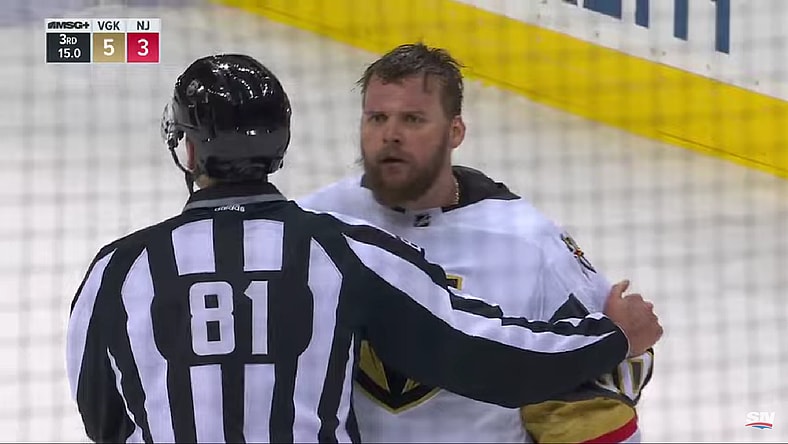 Robin Lehner angry Vegas Golden Knights New Jersey Devils Scrum