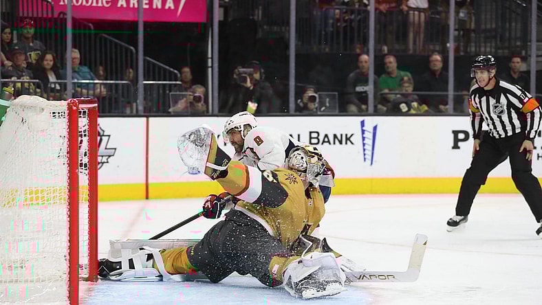 Logan Thompson Alex Ovechkin Vegas Golden Knights (Photo- Vegas Golden Knights via Twitter)