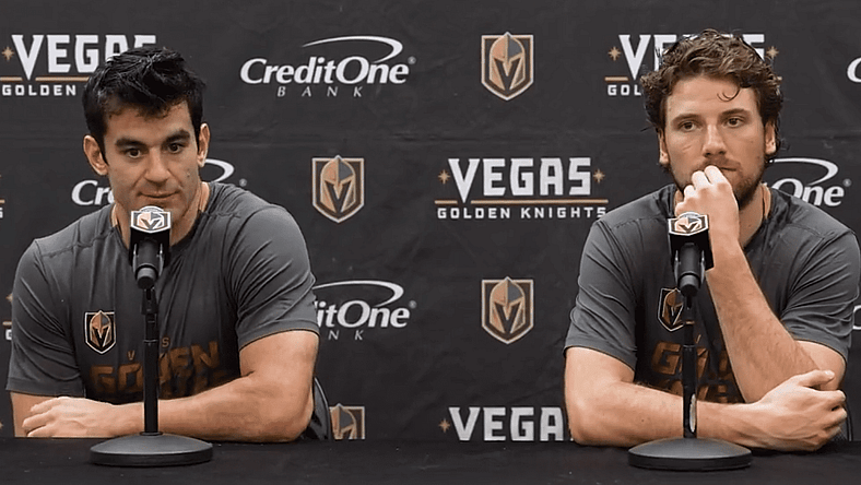 Max Pacioretty and Shea Theodore media conference (Photo/Screenshot- Vegas Golden Knights via Twitter)