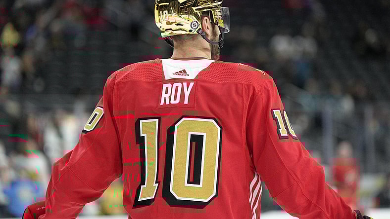 Nicolas Roy Vegas Golden Knights first responders night jerseys (Photo- Vegas Golden Knights via Twitter)