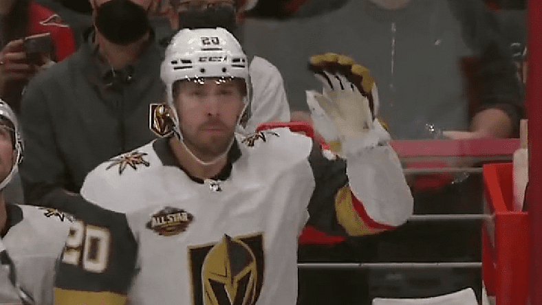 Chandler Stephenson waves to fans at Capital One Arena in Washington Capitals return (Photo/Screenshot- Washington Capitals via Twitter)