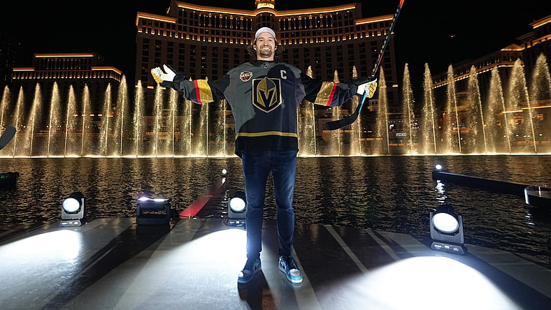Mark Stone Vegas Golden Knights NHL All-Star Game Skills Competition Fountain Faceoff (Photo- Vegas Golden Knights via Twitter)