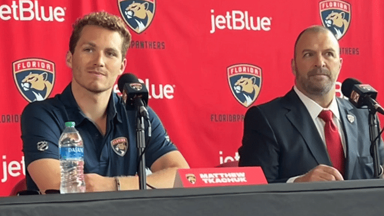 Matthew Tkachuk Florida Panthers The Florida Panthers welcomed new star forward Matthew Tkachuk to FLA Live Arena on Monday afternoon. — Photo @GeorgeRichards