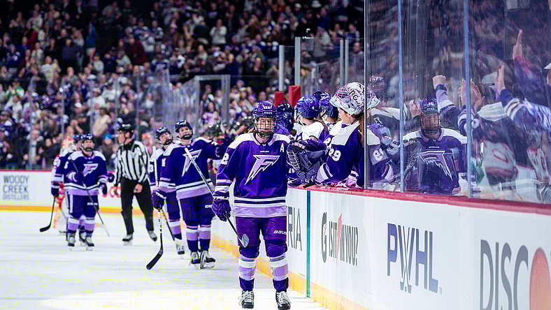 Minnesota Frost forward Kelly Pannek leads the handshake line during a 5-0 win over the Ottawa Charge.