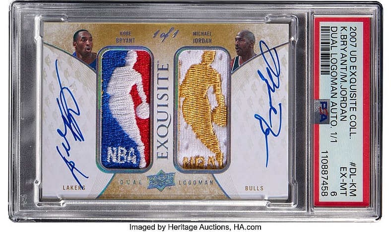 2007-08 Upper Deck Exquisite Dual Logoman Autograph 1/1 Michael Jordan and Kobe Bryant