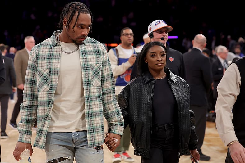 NBA: Oklahoma City Thunder at New York Knicks, Jonathan Owens and Simone Biles