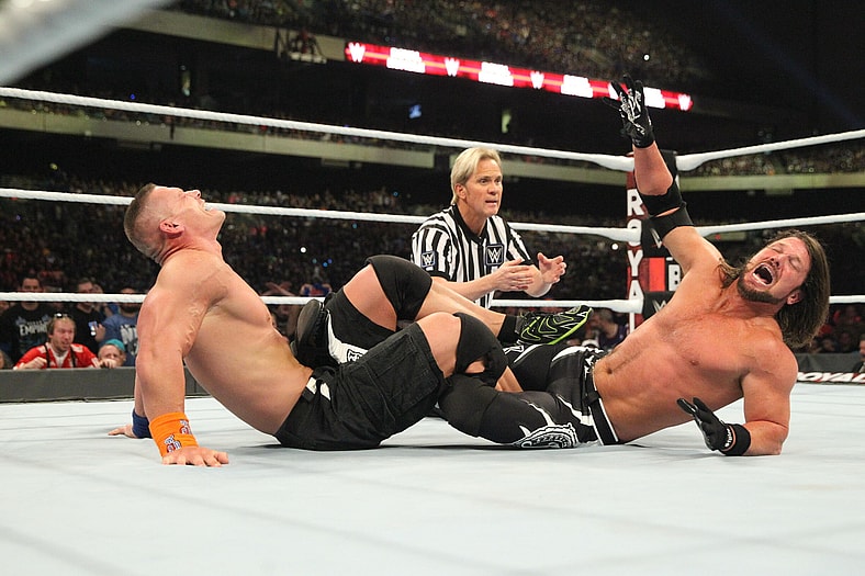 2017 Royal Rumble, Cena took down the WWE Champion AJ Styles to grab the WWE title once again. 