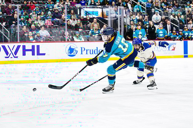 New York Sirens forward Taylor Girard fires a shot on net against the Vancouver Goldeneyes.