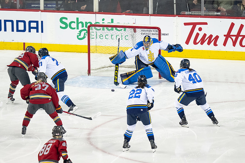 Toronto Sceptres goalie Raygan Kirk made 28 saves on 29 shots against the Ottawa Charge in her first game since March 17.