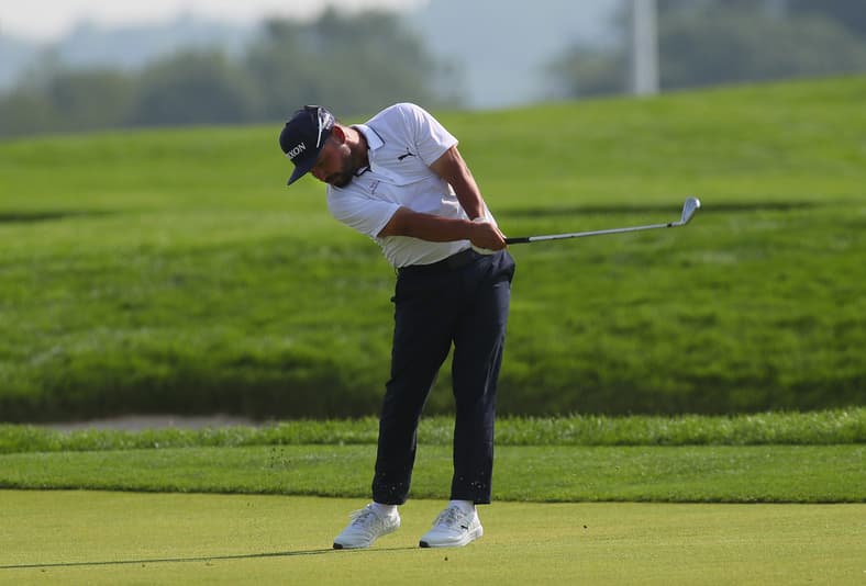 JJ Spaun hits during the 125TH US Open at Oakmont Country Club in Oakmont, PA on June 12, 2025.