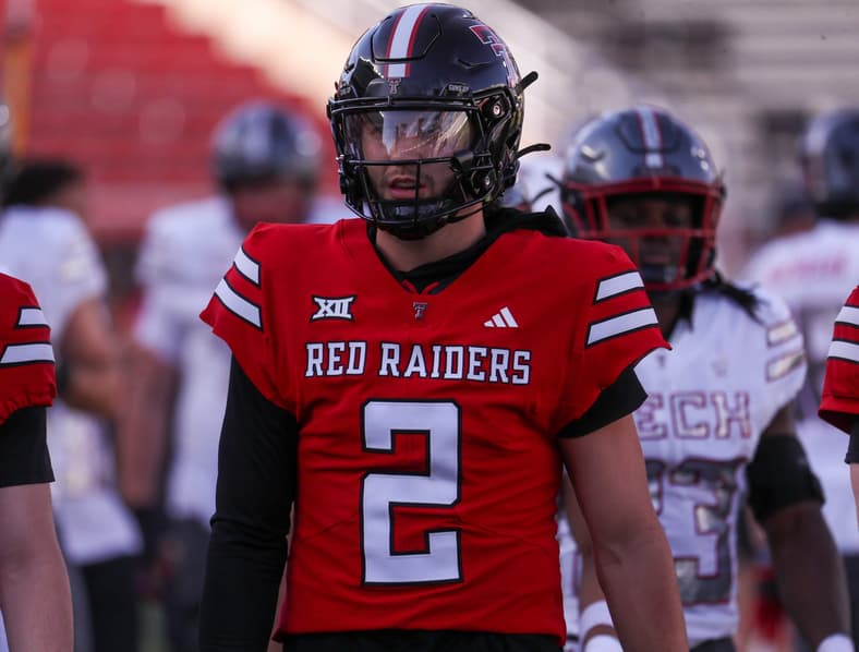 Texas Tech's Brendan Sorsby looks on during the spring football game, Friday, April 17, 2026, at Jones AT&T Stadium.