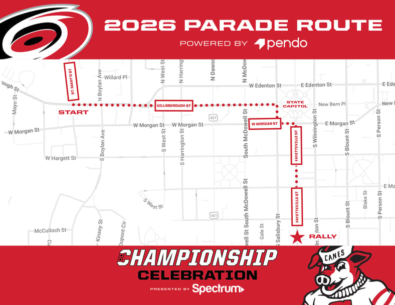 Parade Route, courtesy of the Carolina Hurricanes