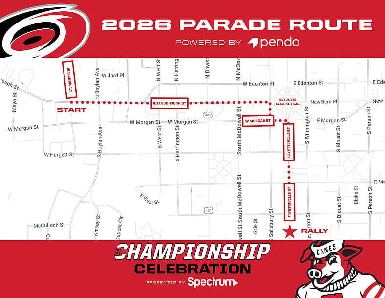 Parade Route, courtesy of the Carolina Hurricanes