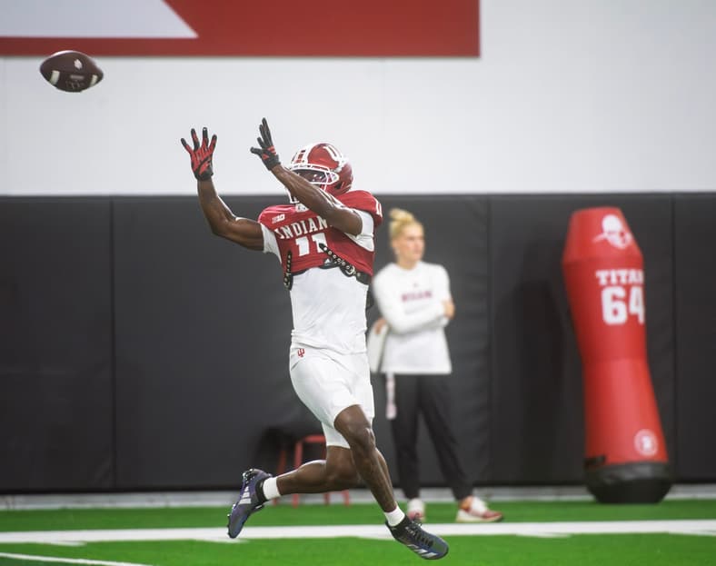 Indiana's Nick Marsh (11) during Indiana football spring practice on Thursday, April 16, 2026.