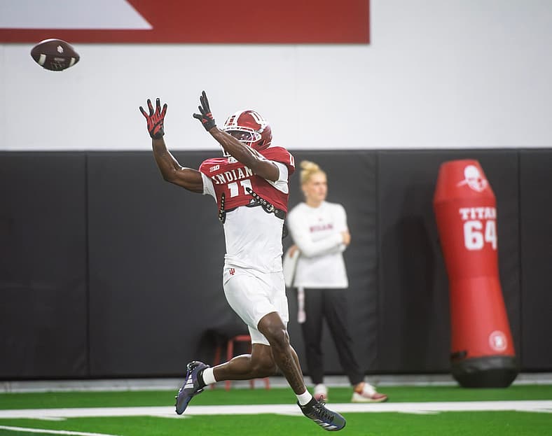 Indiana's Nick Marsh (11) during Indiana football spring practice on Thursday, April 16, 2026.