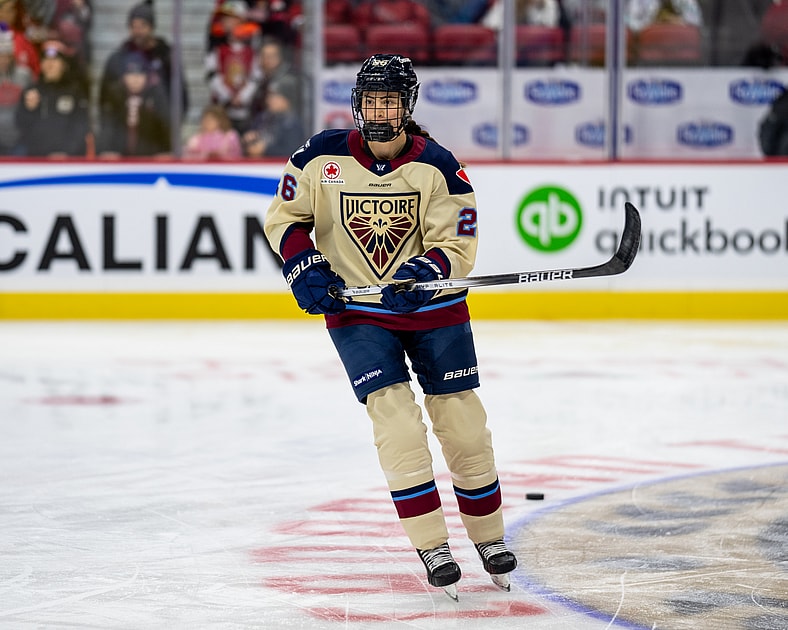 New York Sirens forward Clair DeGeorge, formerly of the Montreal Victoire and Toronto Sceptres.