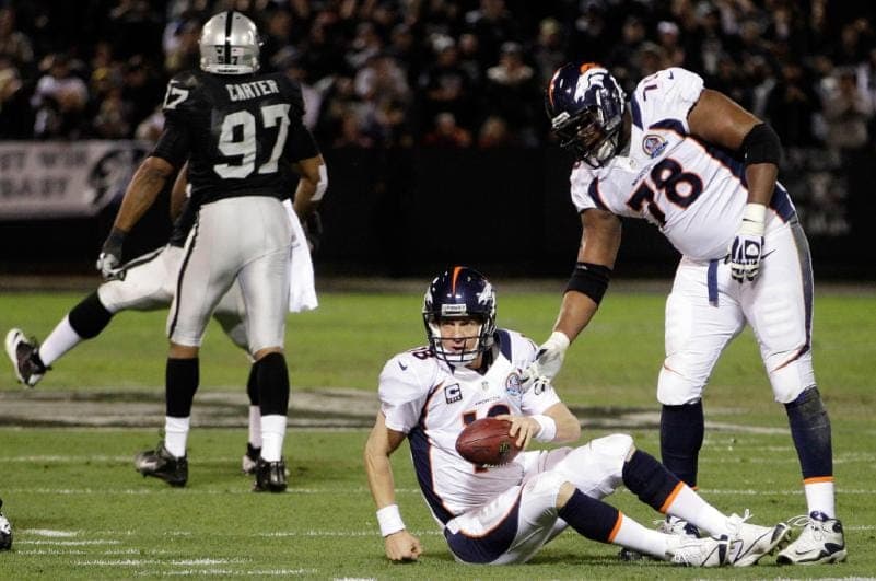 Courtesy of USA Today: An immobile Manning needs more pass protection upfront. 