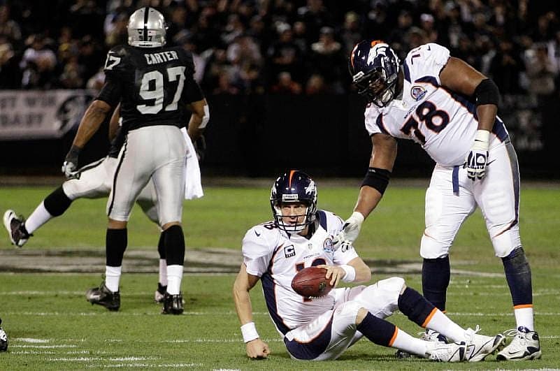 Courtesy of USA Today: An immobile Manning needs more pass protection upfront.