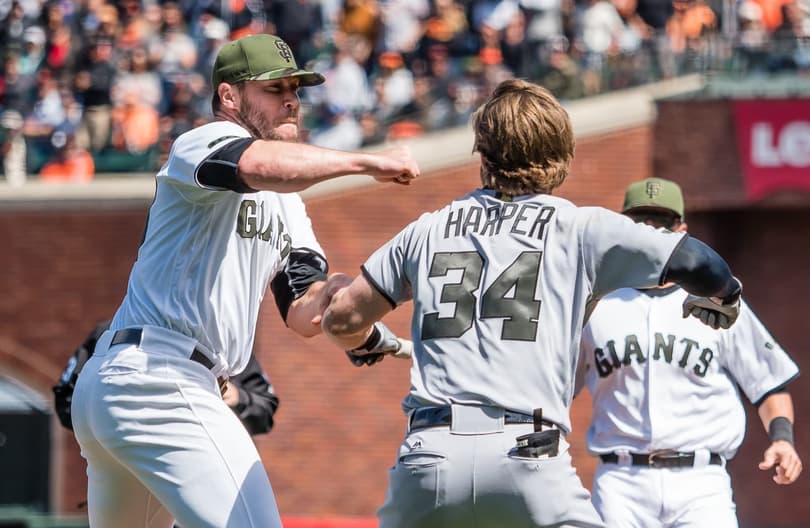 Bryce Harper Hunter Strickland Giants Nationals